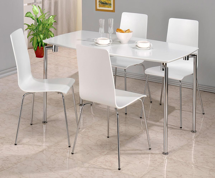 Fiji High Gloss Rectangle Dining Set White Or Black With 4 Chair